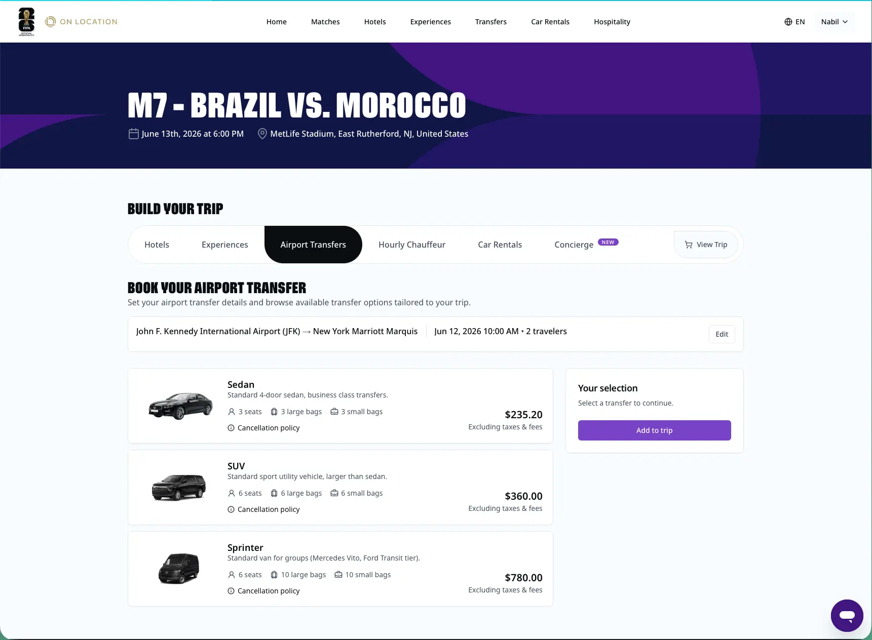 FIFA WC 2026 platform — transfers